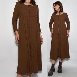 Vintage 1990s MODA INTERNATIONAL Waffle Knit Midi Dress -- Size M